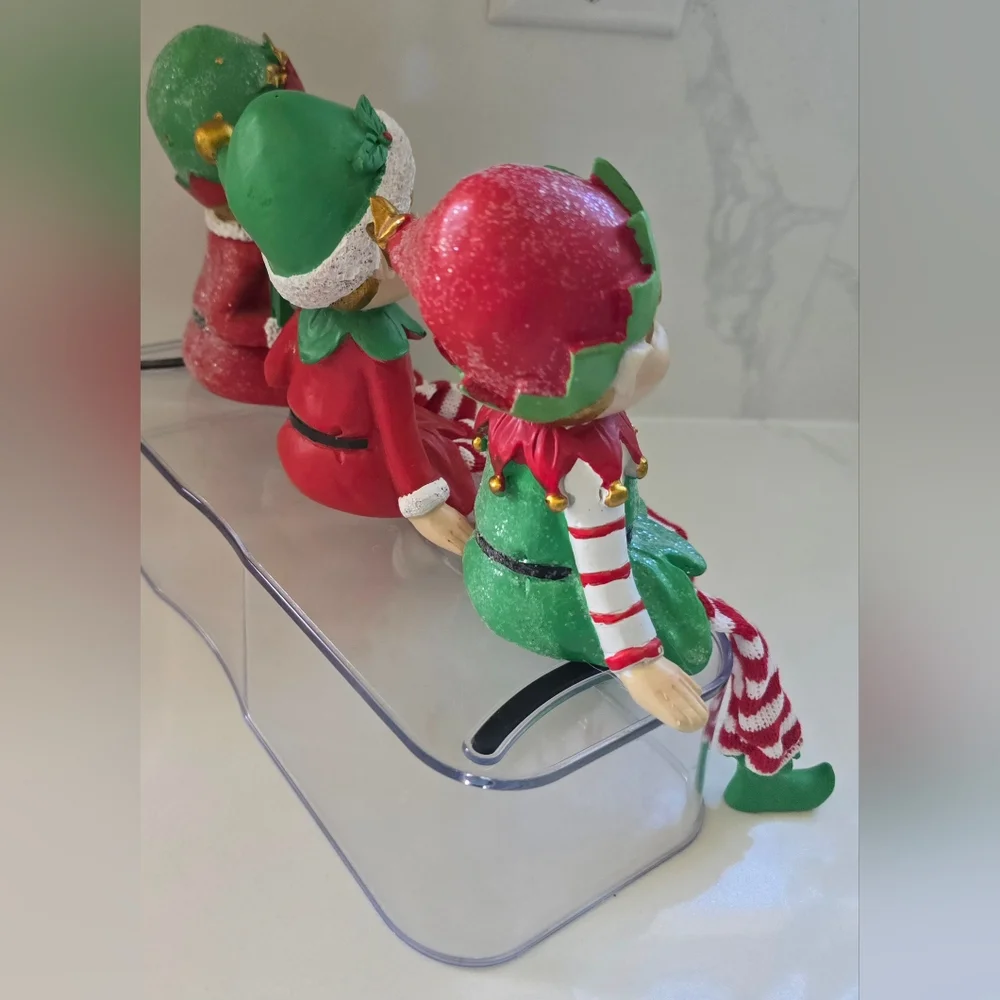 Target Collections Hand-painted Happy Smiling Christmas Elves Dangling Legs 3‎